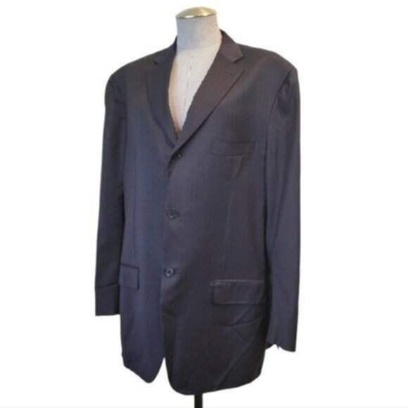 Isaia Napoli | 110 Spider 100% Wool Blue Navy Men’s Blazer Suit Jacket - Picture 1 of 10